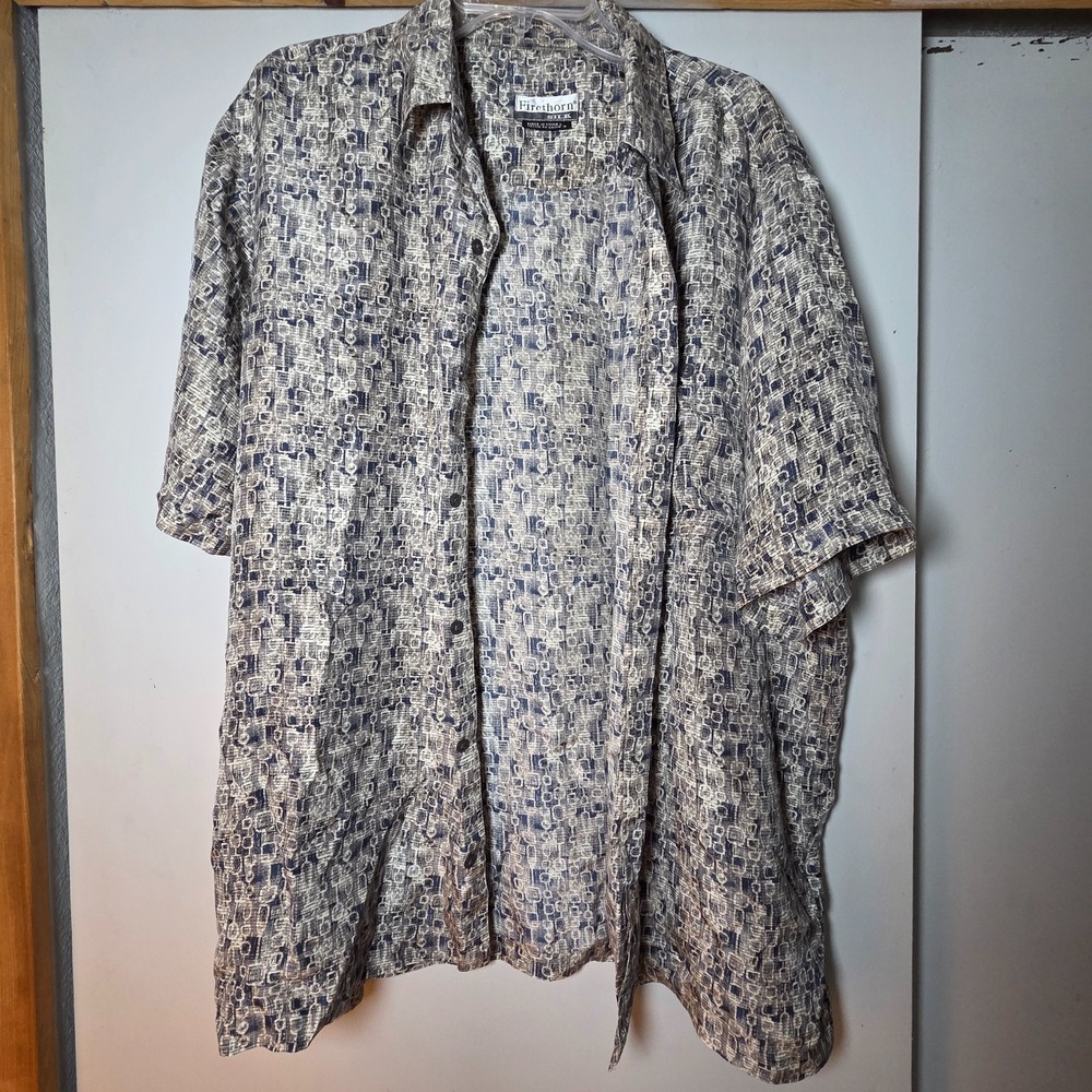 Vintage Firethorn Men's Button Down Shirt Size L 100% Silk Coastal Minimalist